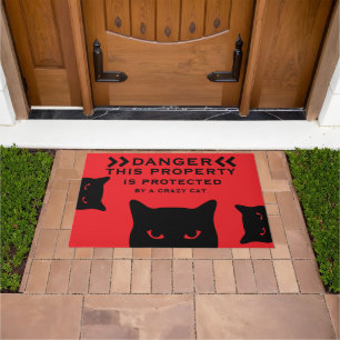 Funny Dangerous Cat Doormat