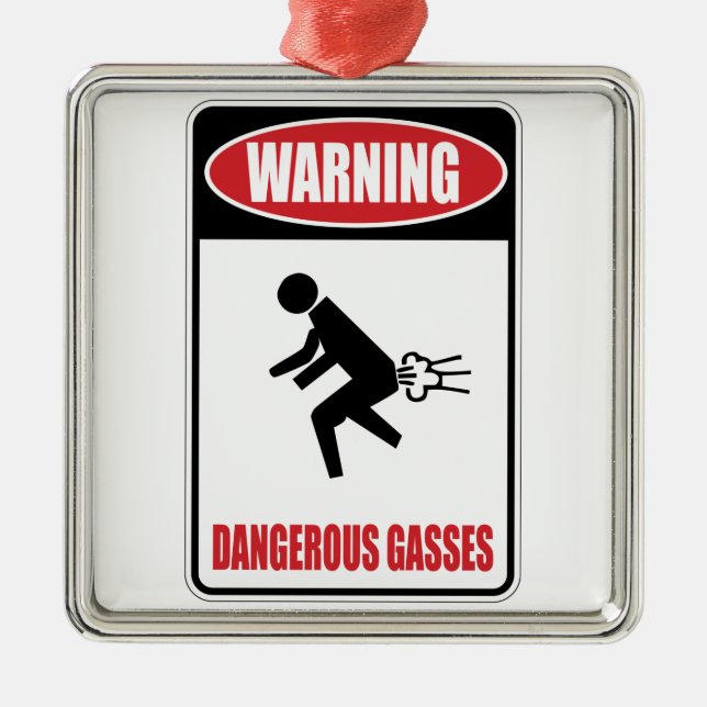 Funny Dangerous Gasses Metal Tree Decoration (Front)