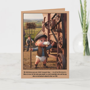 Funny dark humour baby's first steps card