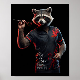 Funny Dart Raccoon Tee For Throwing Darts Dartboar Poster
