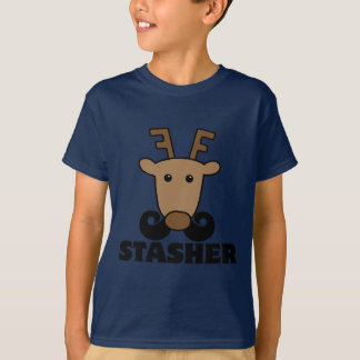 funny dasher stasher moustache reindeer T-Shirt
