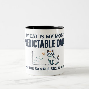 Funny Data Analyst Cat with Unpredictable Dataset Two-Tone Coffee Mug