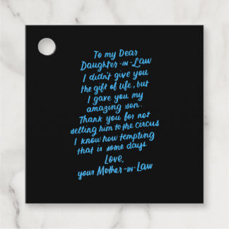 Funny Daughter in Law To My Dear Daughter In Law Favour Tags