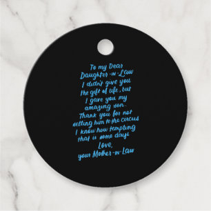 Funny Daughter in Law To My Dear Daughter In Law Favour Tags