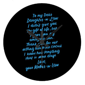 Funny Daughter in Law To My Dear Daughter In Law Large Clock
