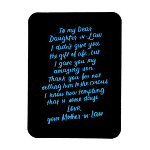 Funny Daughter in Law To My Dear Daughter In Law Magnet