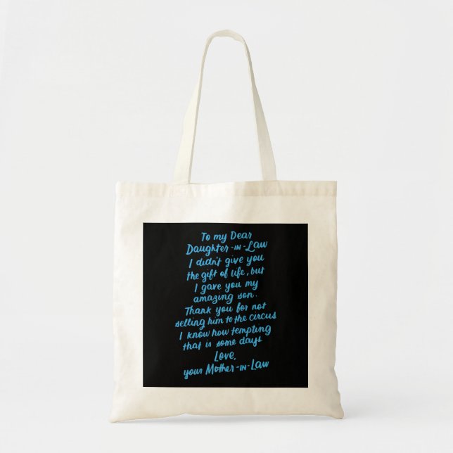 Funny Daughter in Law To My Dear Daughter In Law Tote Bag (Front)