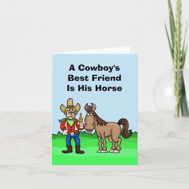 Funny Day of The Cowboy Greeting Card with Horse (Front)