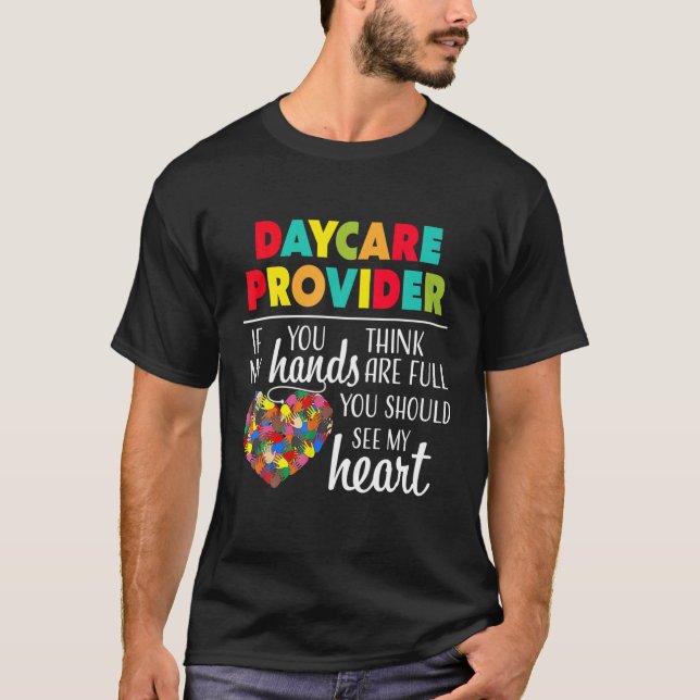 Funny Daycare Provider Childcare Cute Heart Teache T-Shirt (Front)