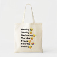 Funny Days of the Week Emoji faces Tote