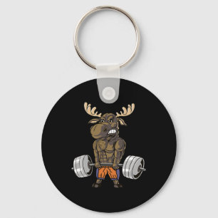 Funny Deadlift Moose Weightlifting Gym Humor  Key Ring