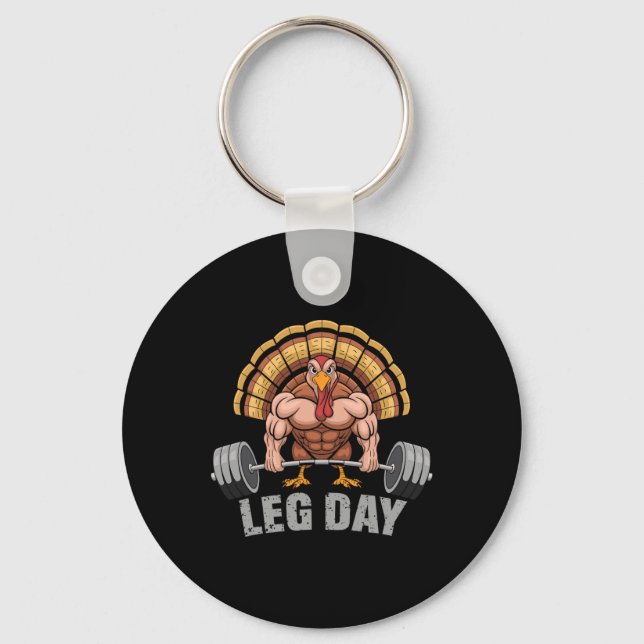 Funny Deadlifting Turkey Leg Day Thanksgiving Dead Key Ring (Front)