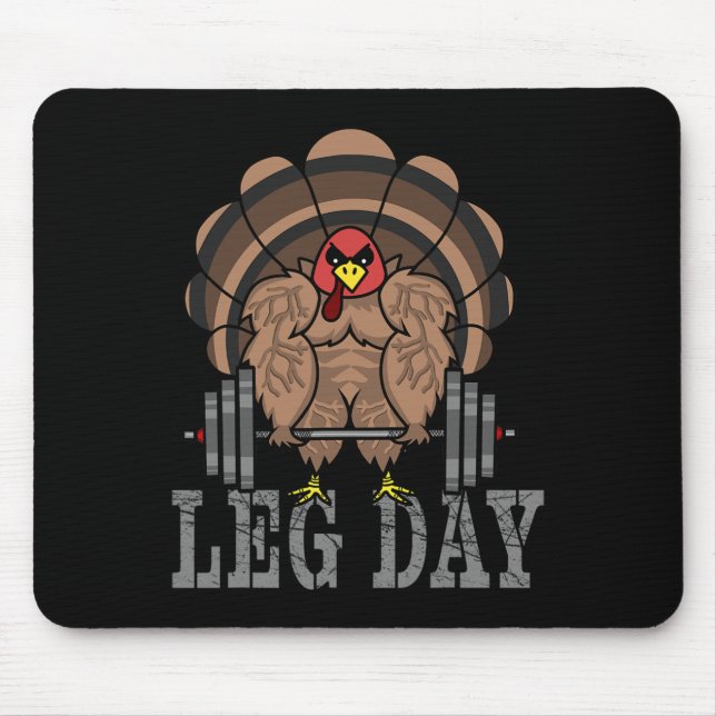 Funny Deadlifting Turkey Thanksgiving Leg Day Dead Mouse Pad (Front)