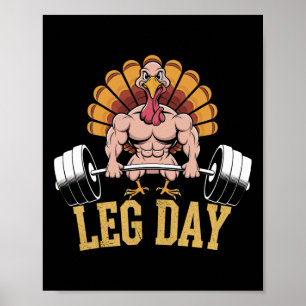 Funny Deadlifting Turkey Thanksgiving Leg Day Dead Poster