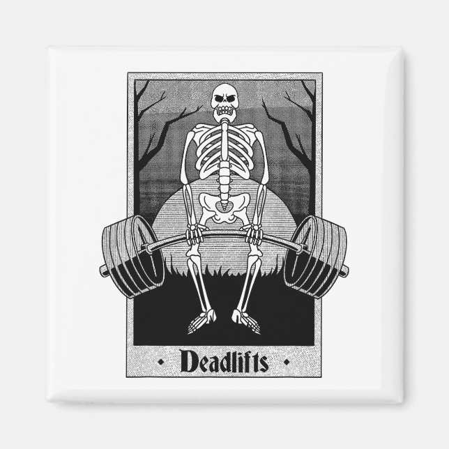 Funny Deadlifts Weightlifter Skeleton Halloween Gy Magnet (Front)