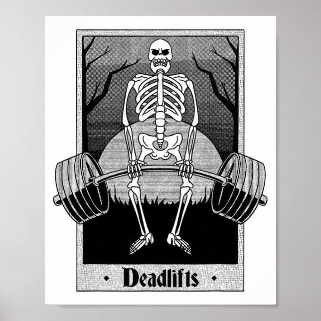 Funny Deadlifts Weightlifter Skeleton Halloween Gy Poster (Front)