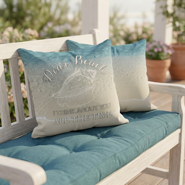 Funny Dear Beach I Think About You Quote Cushion (Creator Uploaded)