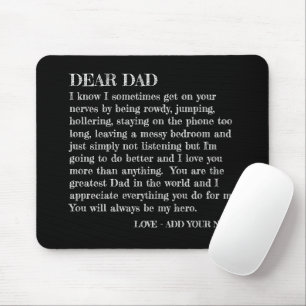 Funny Dear Dad Letter From Daughter Customised Mouse Pad