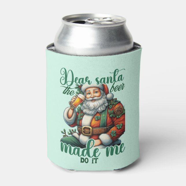 Funny dear Santa beer word art  Can Cooler (Can Front)