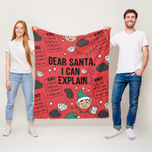 Funny Dear Santa I Can Explain Naughty Christmas Fleece Blanket