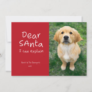 Funny Dear Santa I Can Explain Pet Photo Holiday Card