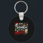 Funny Dear Santa Just Bring Bourbon Christmas Paja Key Ring<br><div class="desc">Funny Dear Santa Just Bring Bourbon Christmas Pyjamas</div>