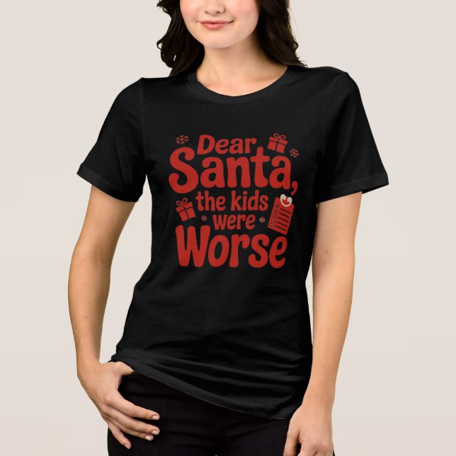 Funny Dear Santa Mom Christmas Tee (Front)