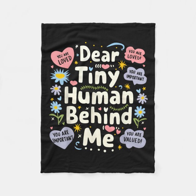 Funny Dear Tiny Human Behind Me  Fleece Blanket (Front)