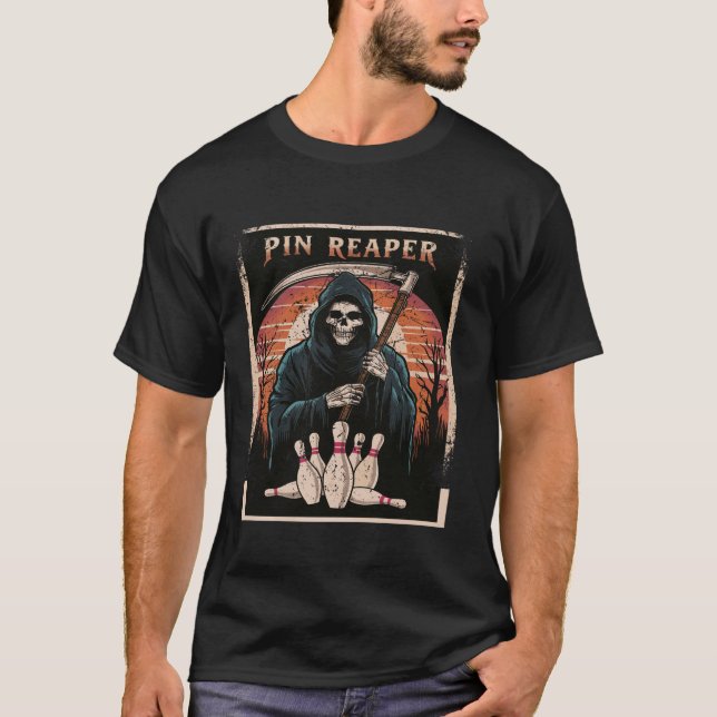 Funny Death Bowling Grim Reaper Bowler Gifts Men O T-Shirt (Front)