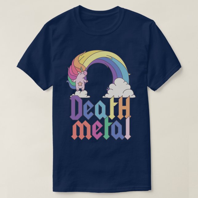 Funny Death Metal Unicorn Cute Rock Music Band Lov T-Shirt (Design Front)