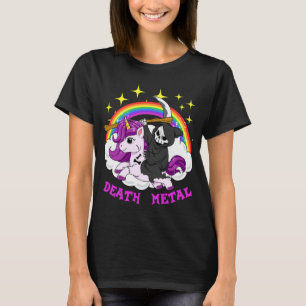 Funny Death Metal Unicorn Rider Grim Reaper Heavy T-Shirt