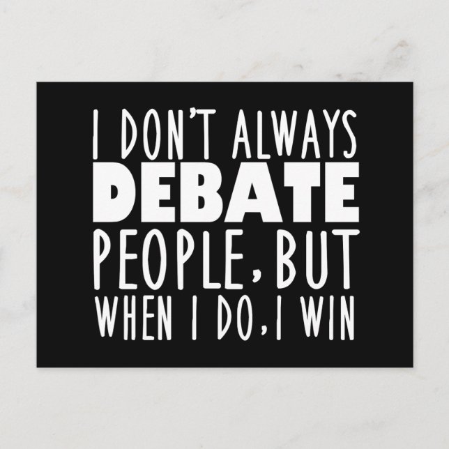Funny Debate Team Champion Winner Quote Postcard (Front)