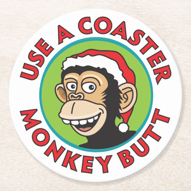 Funny December Party Round Paper Coaster (Front)