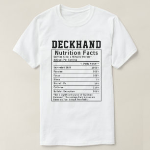 Funny Deckhand Nutrition Facts Staff Worker Gift T-Shirt