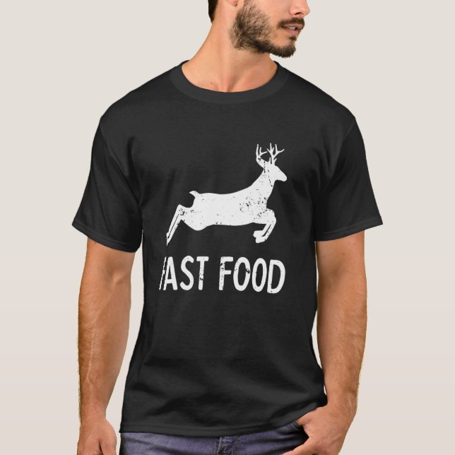 Funny Deer Fast Food Design T-Shirt (Front)