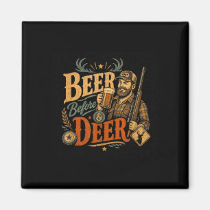 Funny deer hunt beer dad father's day retro 70s magnet