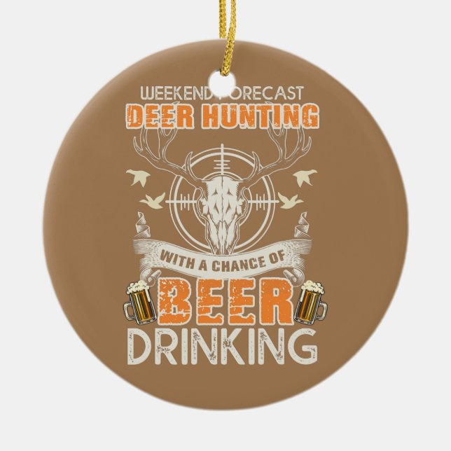 Funny Deer Hunting  Ceramic Tree Decoration (Front)