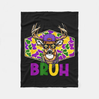 Funny Deer Hunting Mardi Gras Beads Kids Boys Carn Fleece Blanket