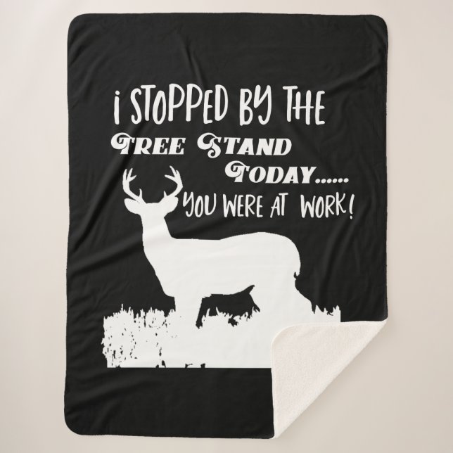 Funny Deer Hunting Men Black and White Hobby Sherpa Blanket (Front)