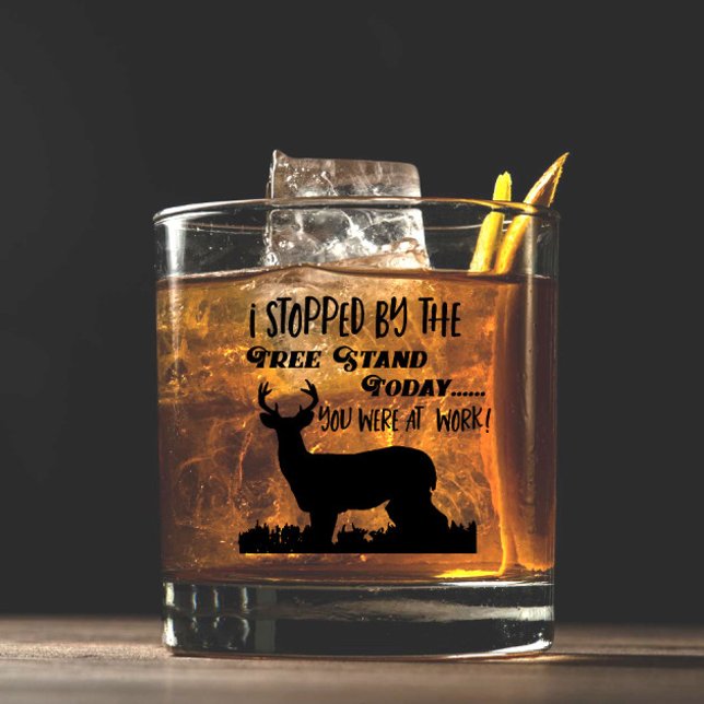 Funny Deer Hunting Tree Stand Sports Outdoors Whiskey Glass (Funny deer hunting Whiskey Glass for the outdoorsman in your life. The perfect gift.)