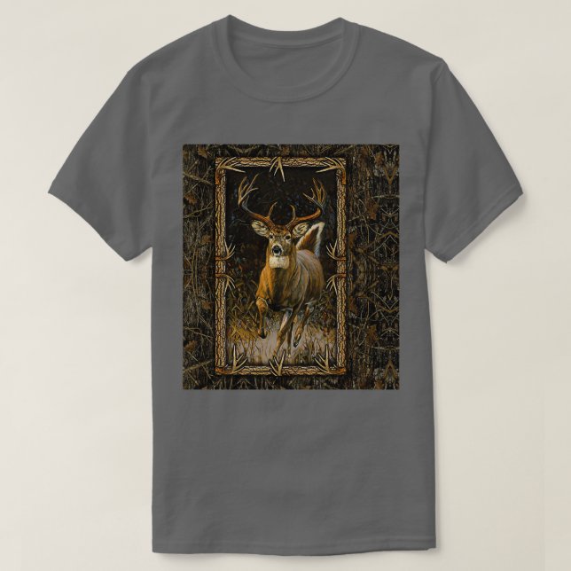 Funny Deer Hunting Whitetail Deer Painting Autumn T-Shirt (Design Front)
