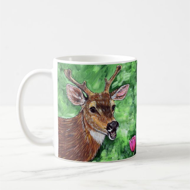 Funny Deer Painting Coffee Mug (Left)