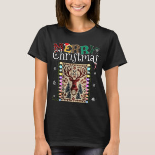 Funny Deer Snowflakes Xmas Lights Retro Ugly Chris T-Shirt