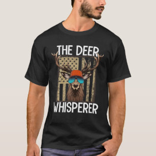 Funny Deer Whisperer Awesome Hunter USA Flag Buck T-Shirt