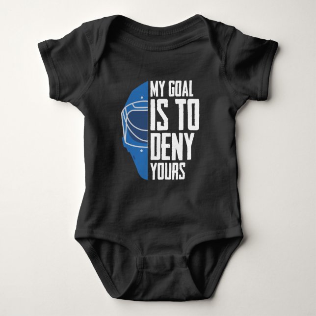 Funny Defense Goalie Ice Hockey Goalkeeper Baby Bodysuit (Front)