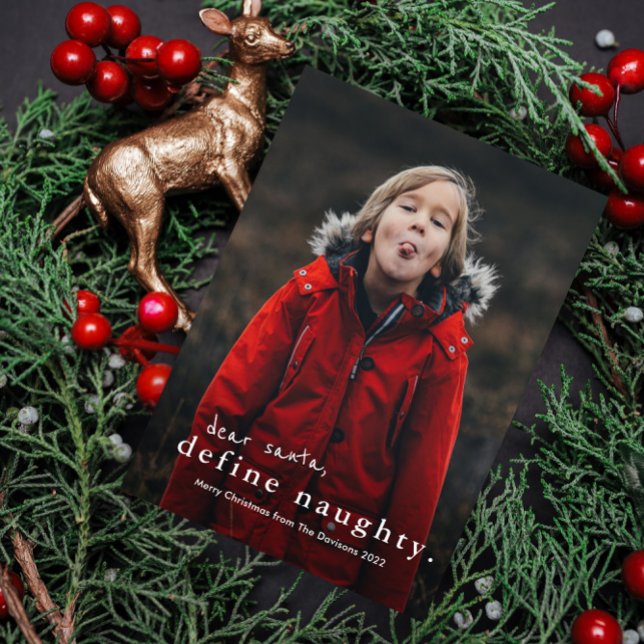 Funny Define Naughty 3 Photo Christmas Holiday Postcard (Creator Uploaded)