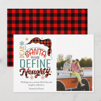Funny Define Naughty Christmas Photo Card