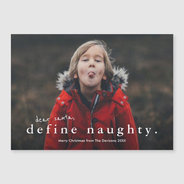Funny Define Naughty Photo Christmas Holiday Card (Front)