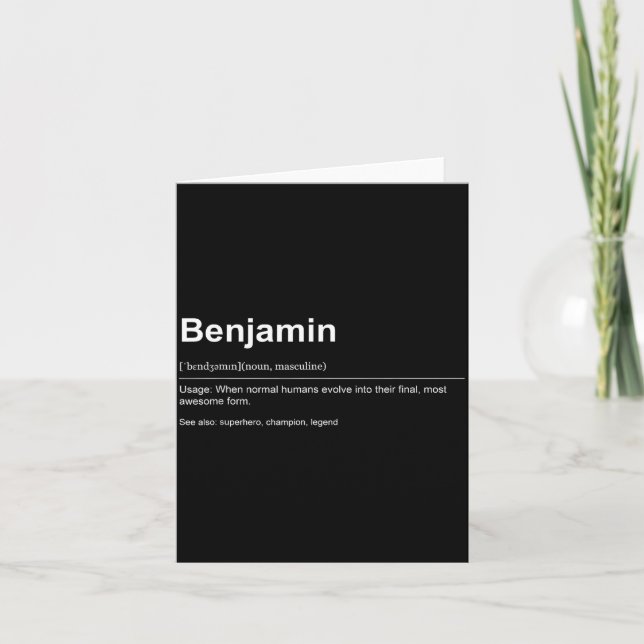Funny Definition Quote For The Name Benjamin _  Card (Front)