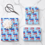 Funny Democrat Donkey in Santa Hat Blue Christmas Wrapping Paper Sheet<br><div class="desc">Cute democratic party wrapping paper for a funny liberal holiday gift. A democrat donkey in Santa hat pattern for Christmas.</div>